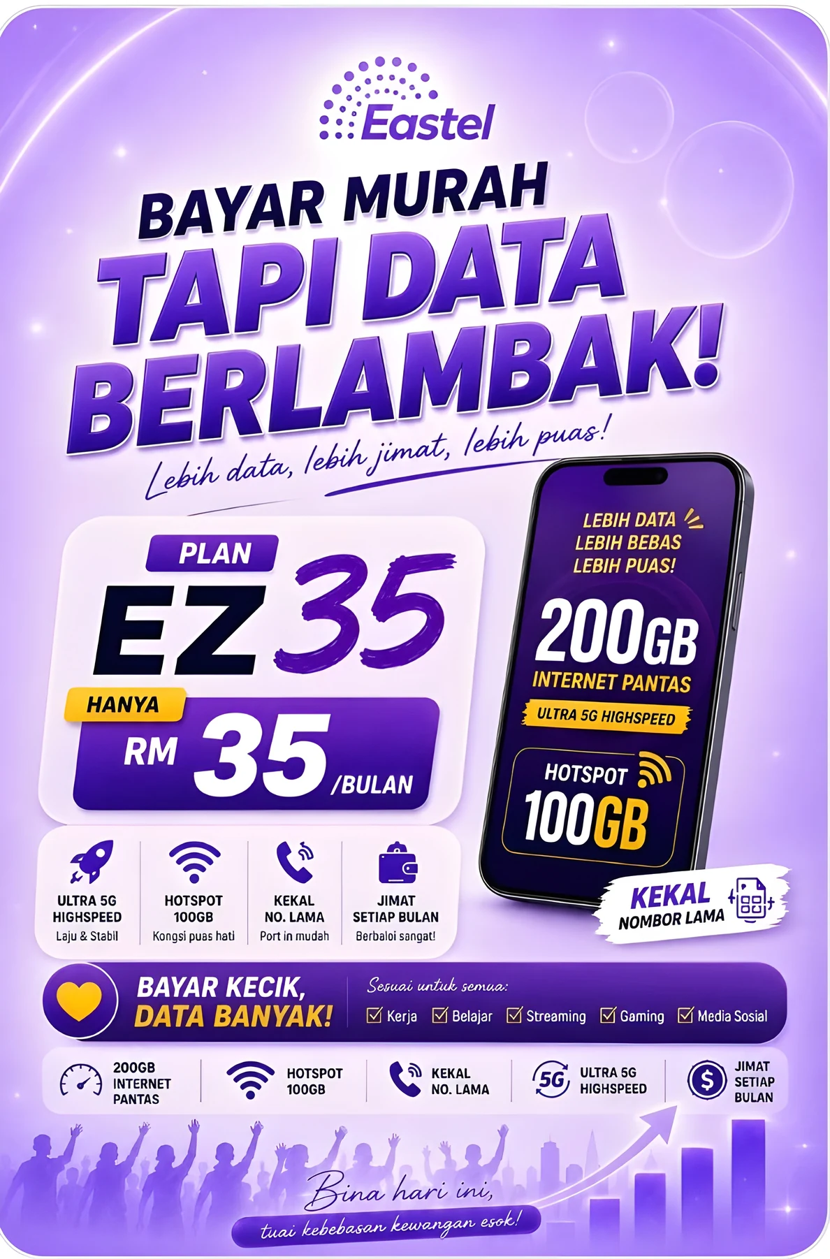 Poster: Plan EZ35, bayar murah tapi data berlambak